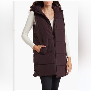Z by Zella Hooded Long Puffer Vest - Purple Nebula